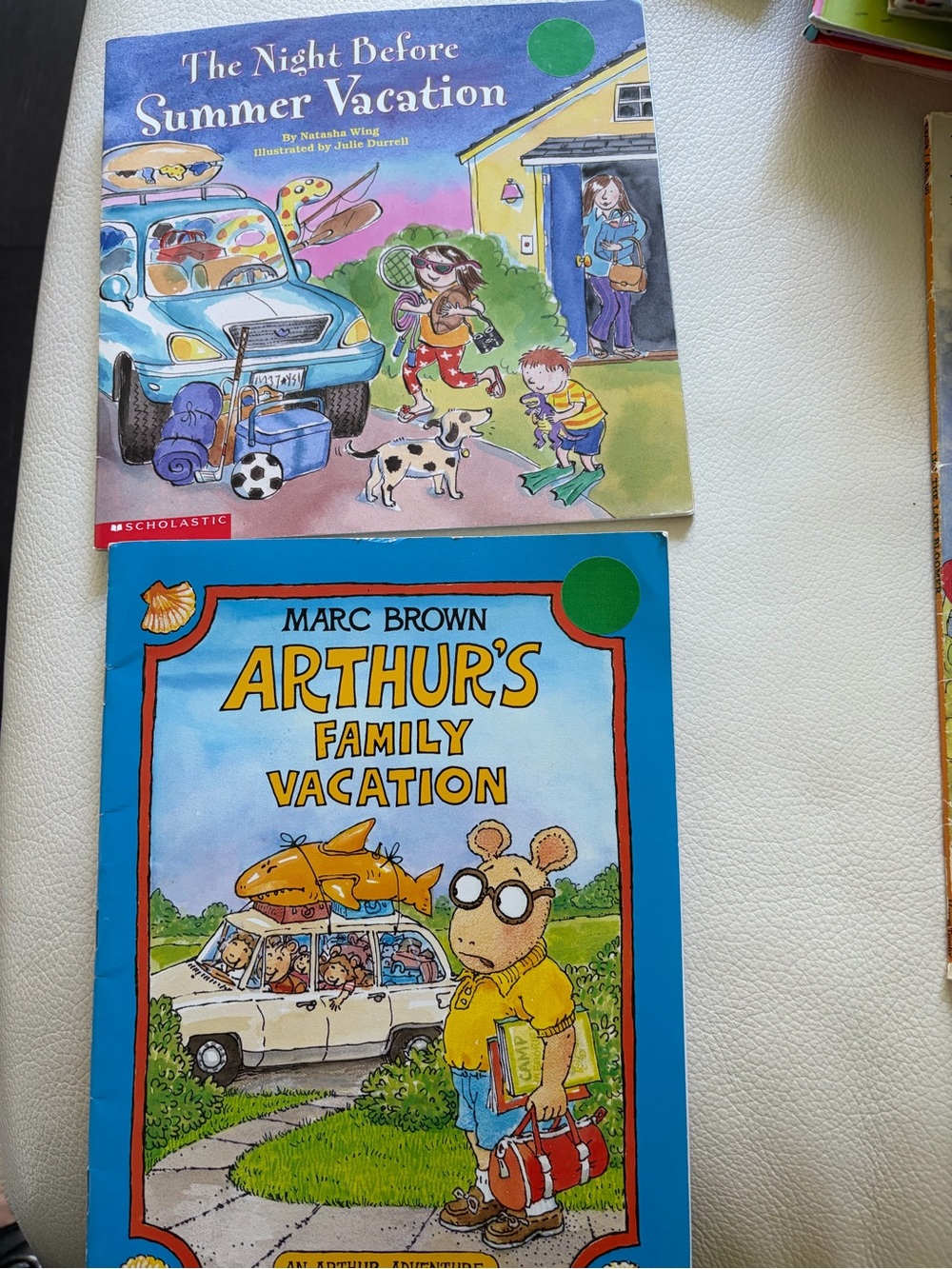 Two books soft cover Arthur’s family Vacation The Night before Summer vacation
